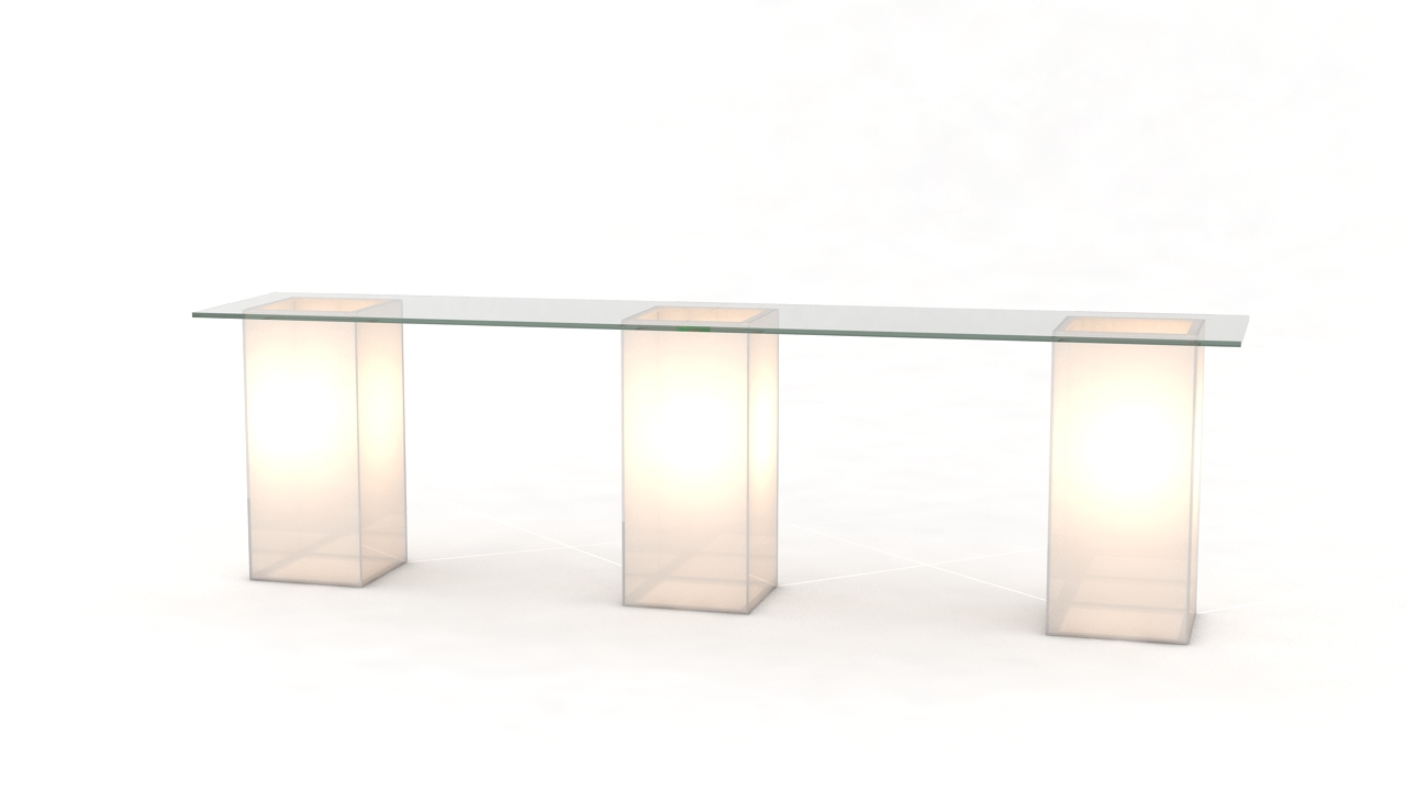 Steh / Hochtisch "Cube" Acryl beleuchtet 400x80x110